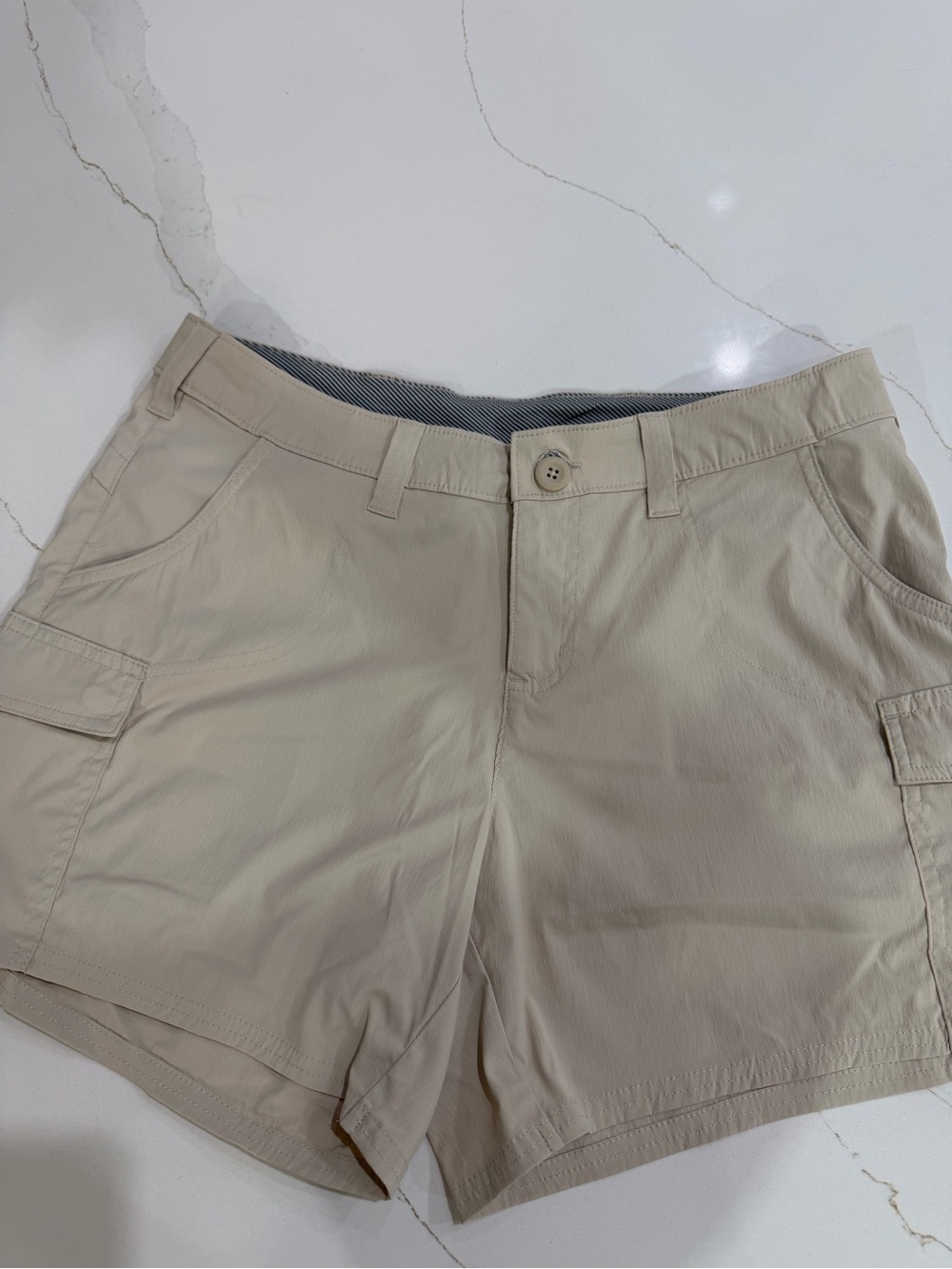 Women's Tan Cargo Shorts with Side Pockets Easy Dry Material